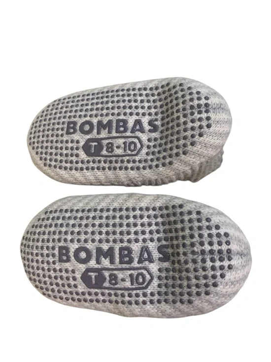Bombas Kids Gripper Socks Slippers Cream Gray Knit Sherpa Toddler Size 8-10 - Picture 5 of 5